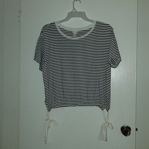 A•n•d eawy black white stripe crop top